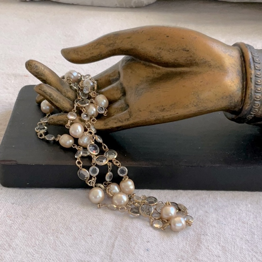 Vintage Chanel Pearl and Crystal Necklace, 100% Authentic